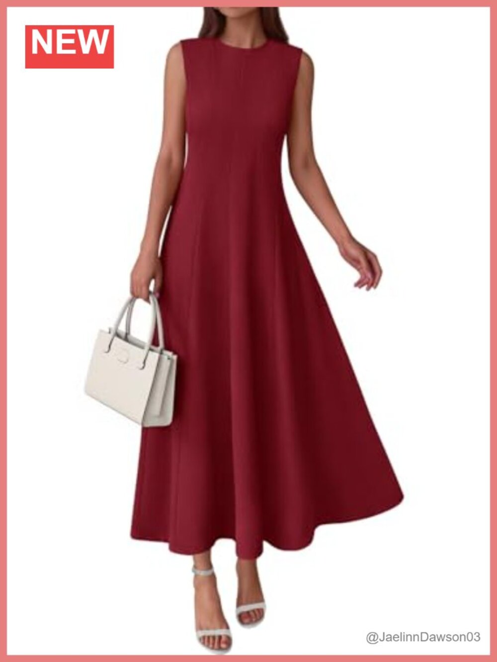 Sleeveless Maxi Dress with Pockets Cotton Blend Fit Flare Wedding Guest